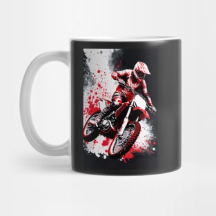 Dirt Bike With Red and Black Paint Splash Design Mug